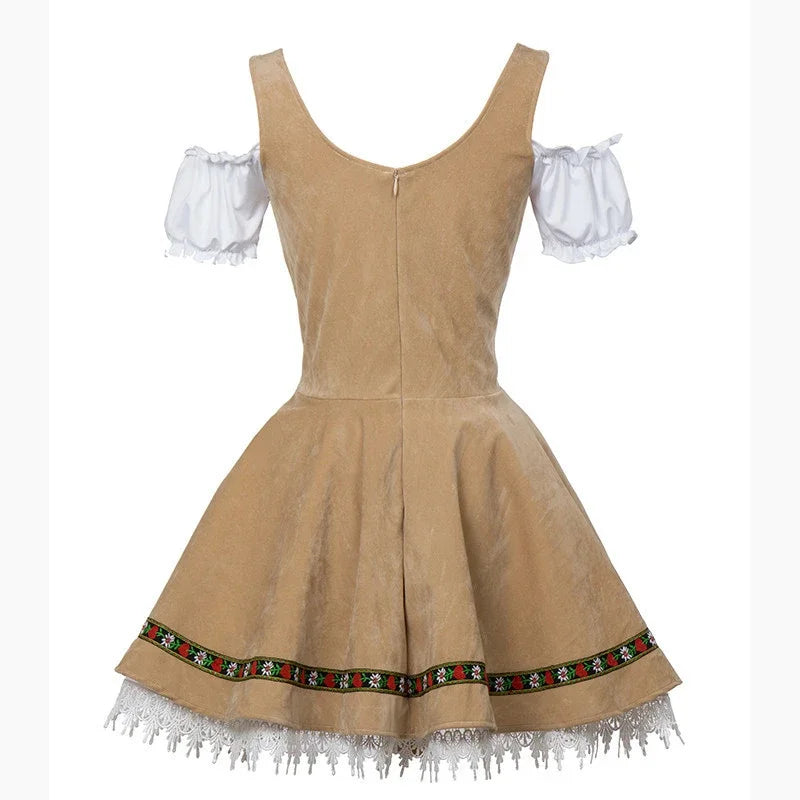 Anneliese | Oktoberfest Biermädchen Kleid ästhetischer Look - Braun / S