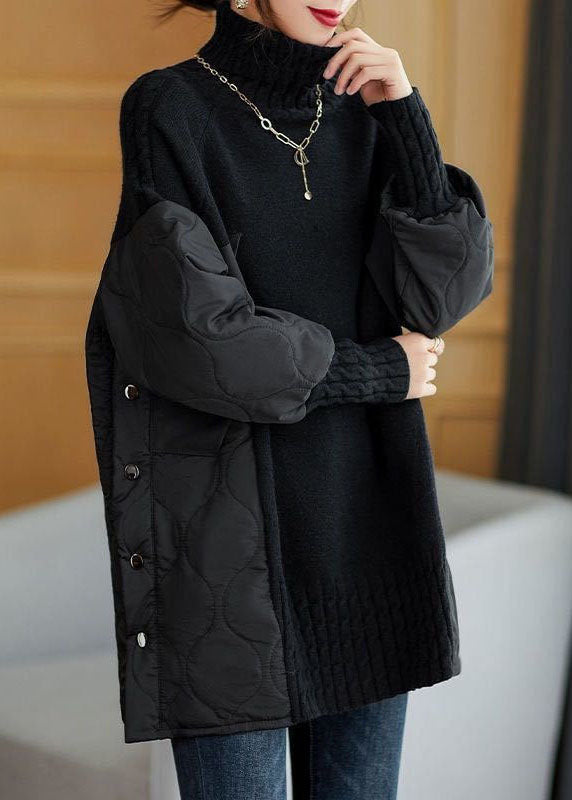 Viacie | Patchwork-Strickpullover mit Stehkragen