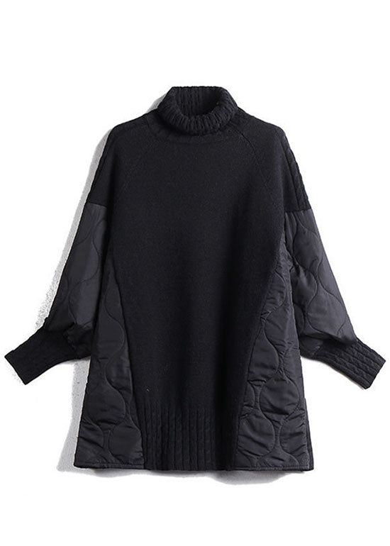 Viacie | Patchwork-Strickpullover mit Stehkragen