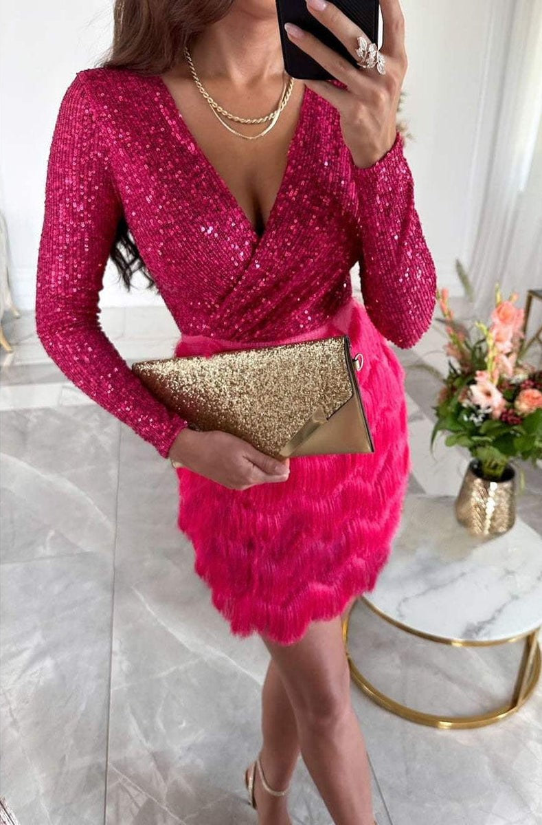 Lareen | Exklusives Cocktailkleid mit funkelndem Oberteil