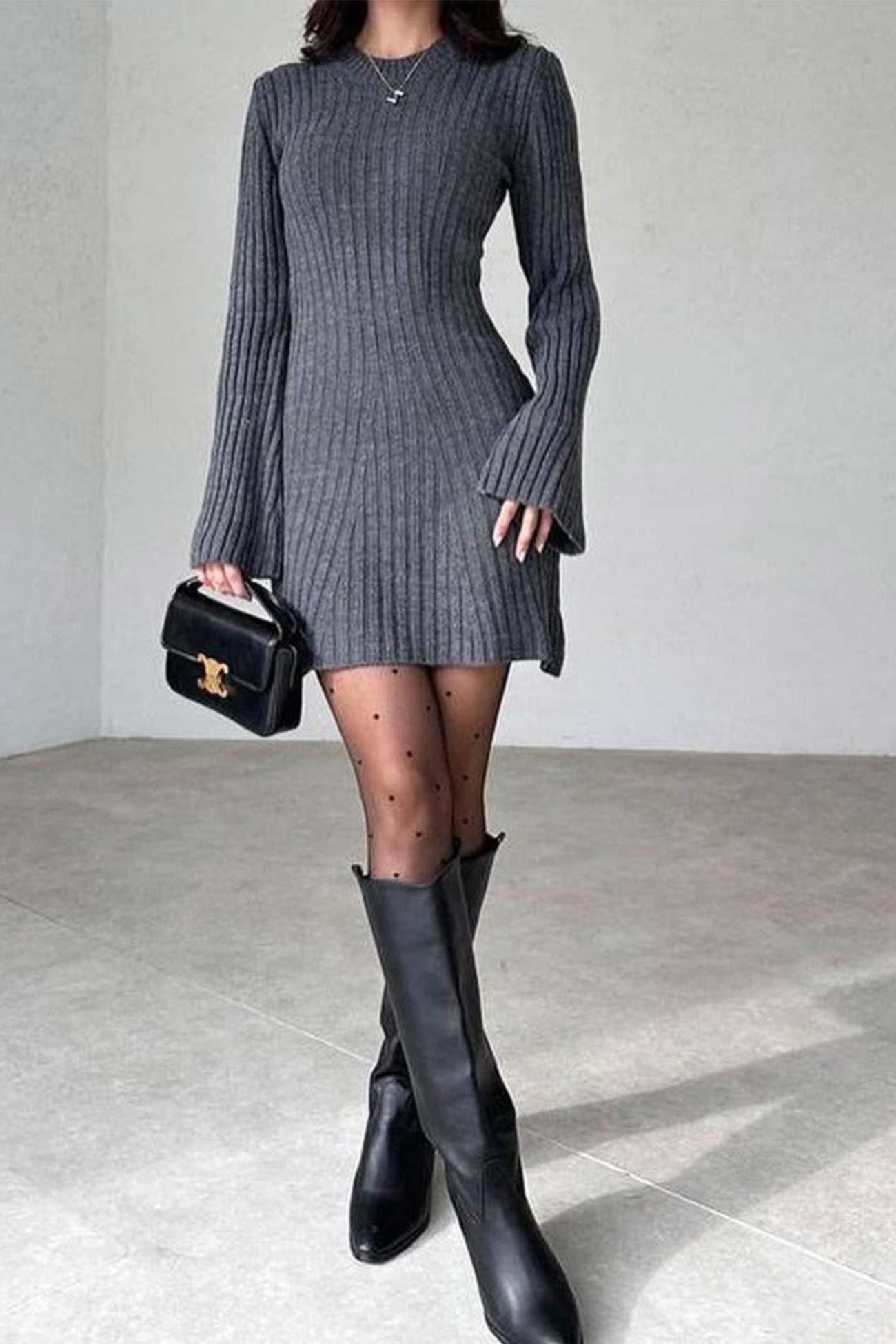 Roxy | Unifarbenes Rippstrick-Kleid