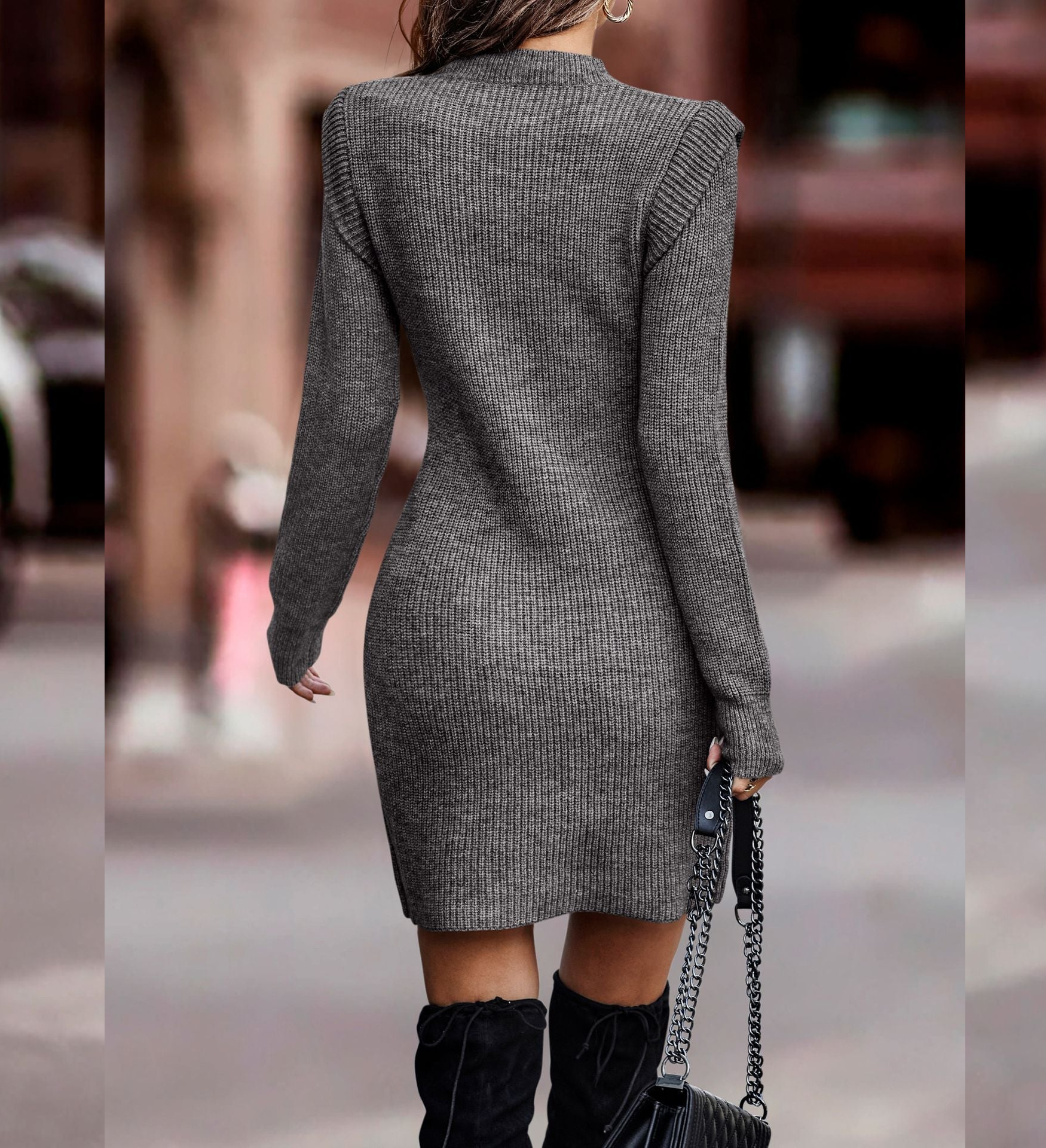 Gisela | Schickes Strickkleid - Weinrot / XXS