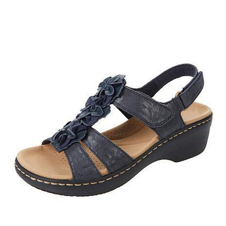 Jovi | Flache Damensandalen mit Rüschenblume
