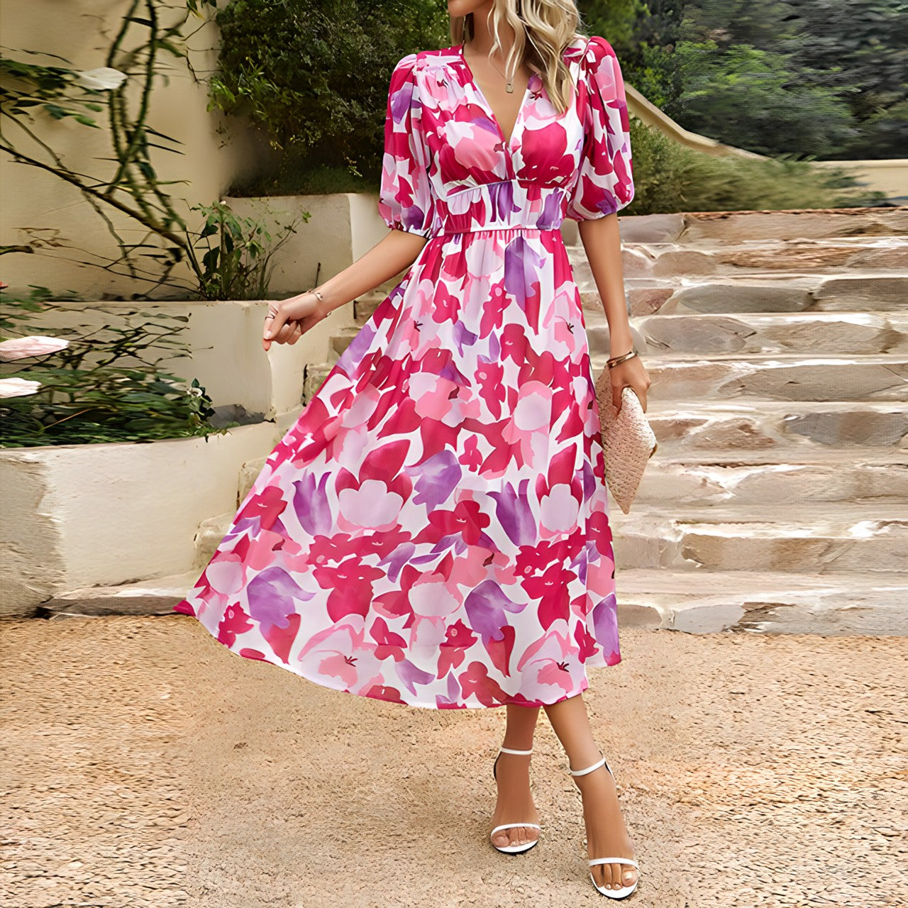 Janella | Elegantes Midikleid mit V-Ausschnitt