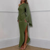 Elaine | Elegantes langes Kleid mit asymmetrischem Ausschnitt