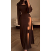 Elysia™ | Elegantes Maxikleid - Braun / S
