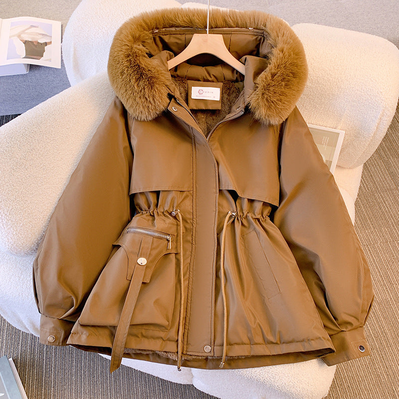Dalia™ - Eleganter Wintermantel mit Kunstfell - Kaffee / XS