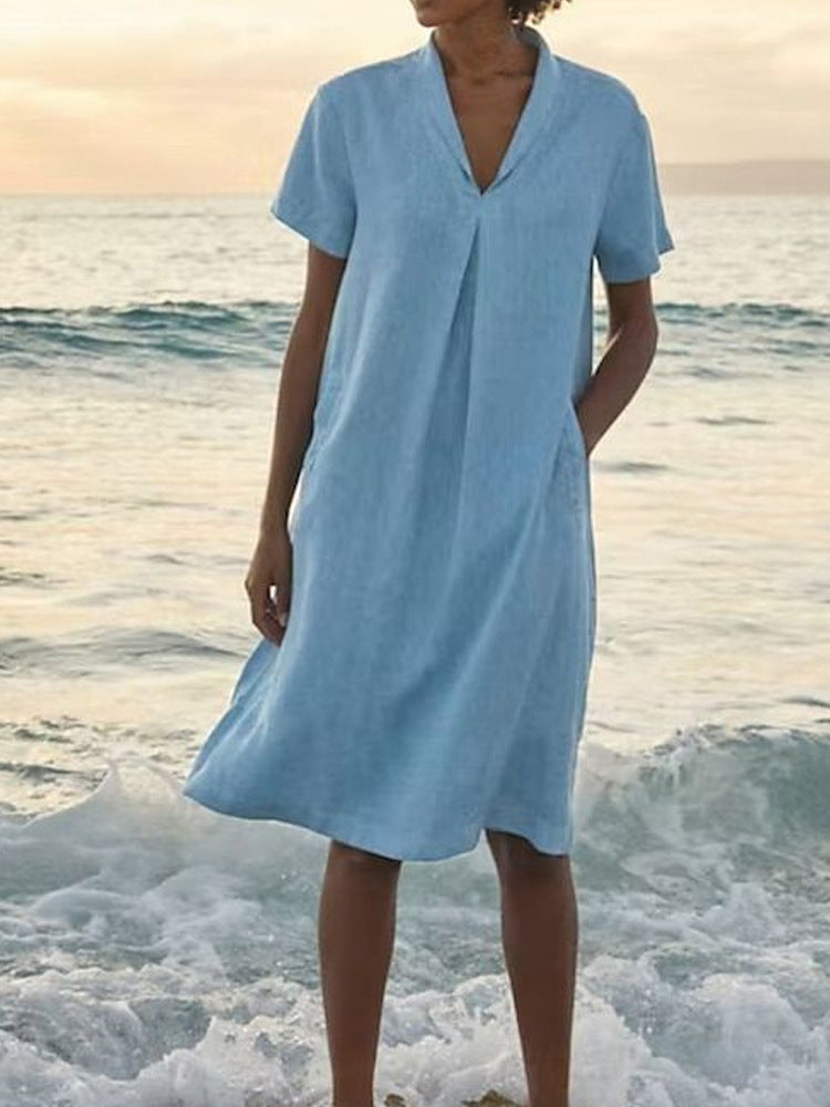 Bela | Kleid mit V-Ausschnitt und Taschen