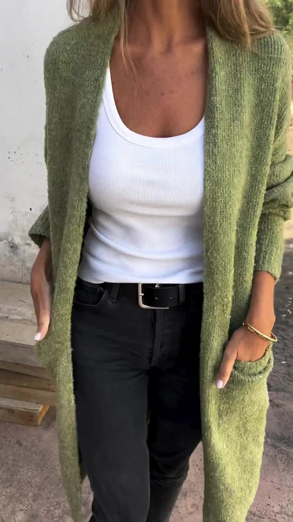 Helena™ | Kuscheliger Strickmantel - Kläder och Accessoarer - Grün / S