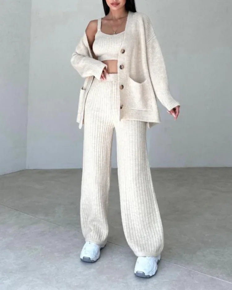 Isabella | dreiteiliges Strick-Set - Beige / S