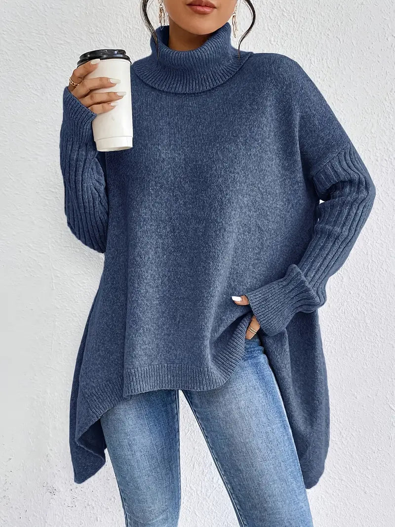 Briella | Eleganter Damenpullover, lang & kuschelig mit Rollkragen