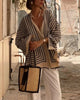 Soraya | trendiges Damenhemd, Streifen im Kontrastdesign.