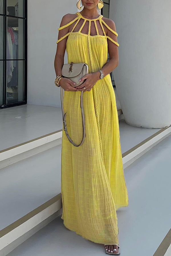 Heidi | Modernes Maxikleid mit Drapierung und Zöpfen