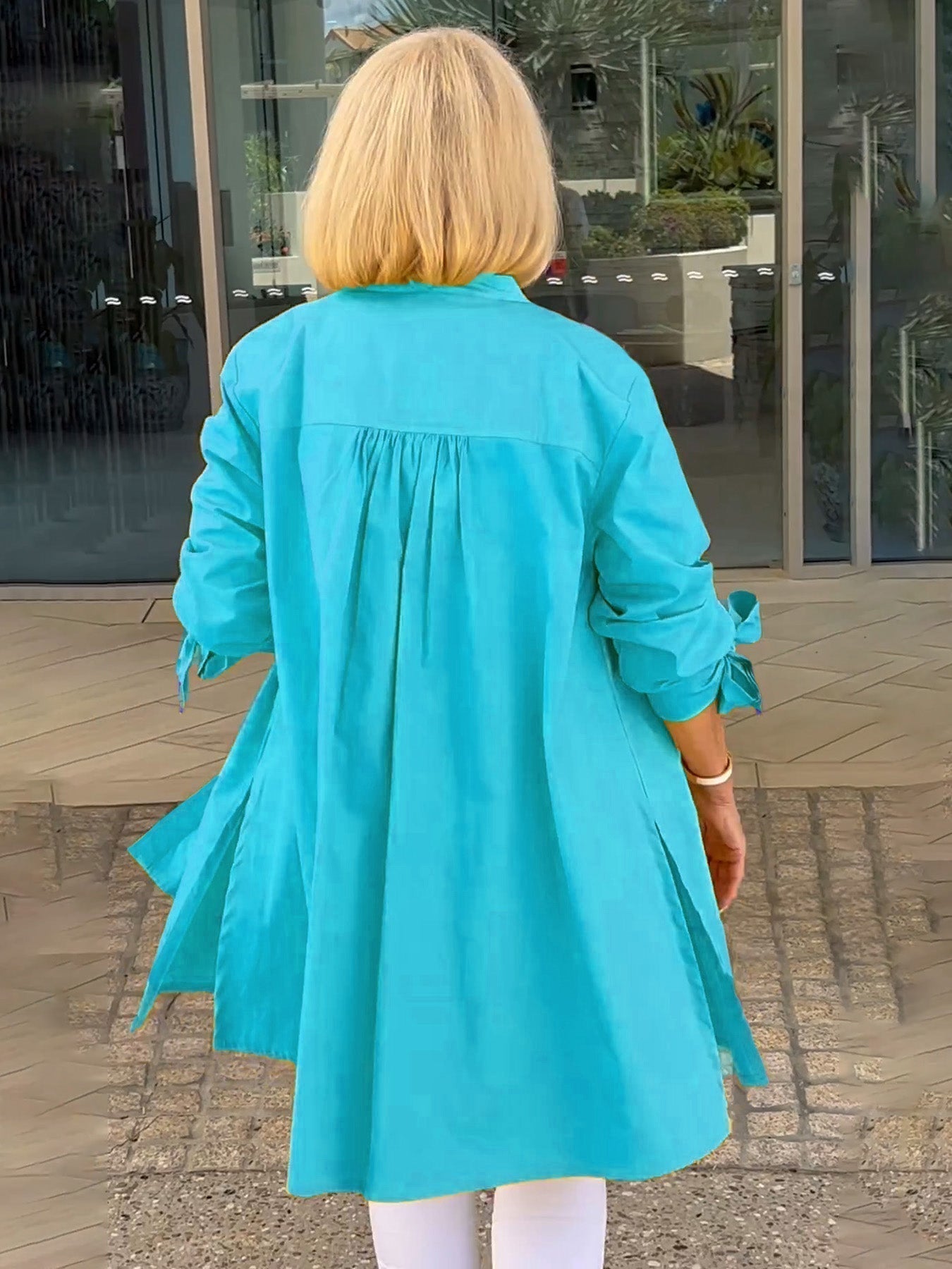 Tesla | Lange Hemdjacke aus Baumwolle für Frauen