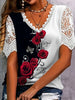 Juliana | elegantes Top mit Spitzenbesatz und floralem Schmetterlingsdesign