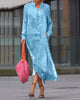Kia | Langarmkleid mit Schlitz und Leo-Print