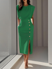 Nice | Einfarbiges Midikleid mit Knopfleiste