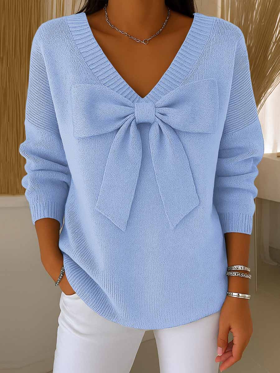 Rylie | Damen-Langarmshirt, mit Schleife & V-Ausschnitt