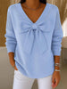 Rylie | Damen-Langarmshirt, mit Schleife & V-Ausschnitt