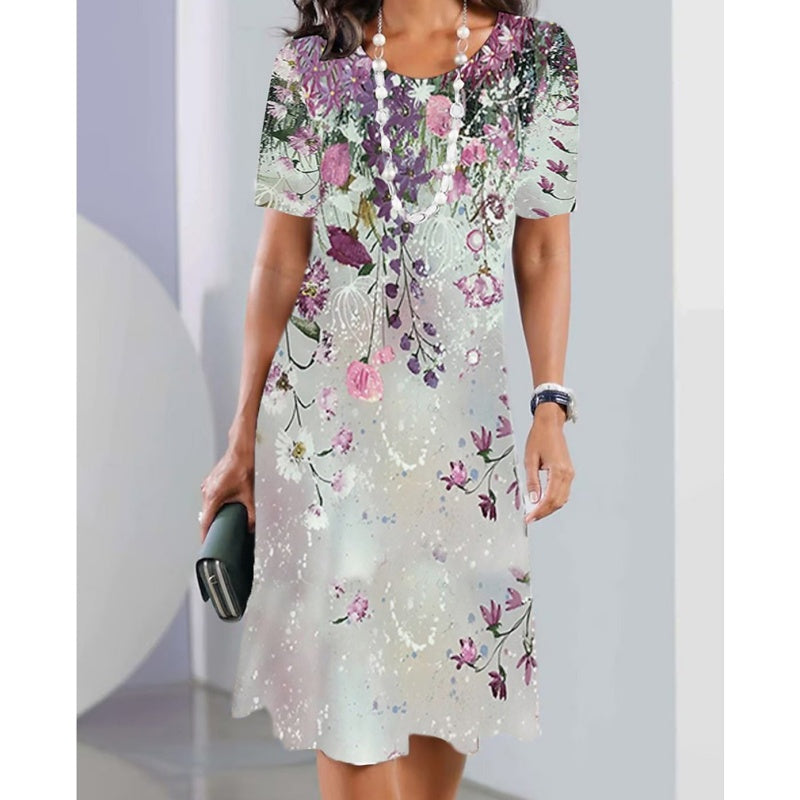 Luby | Lebhaftes Naturdesign Midi-Kleid