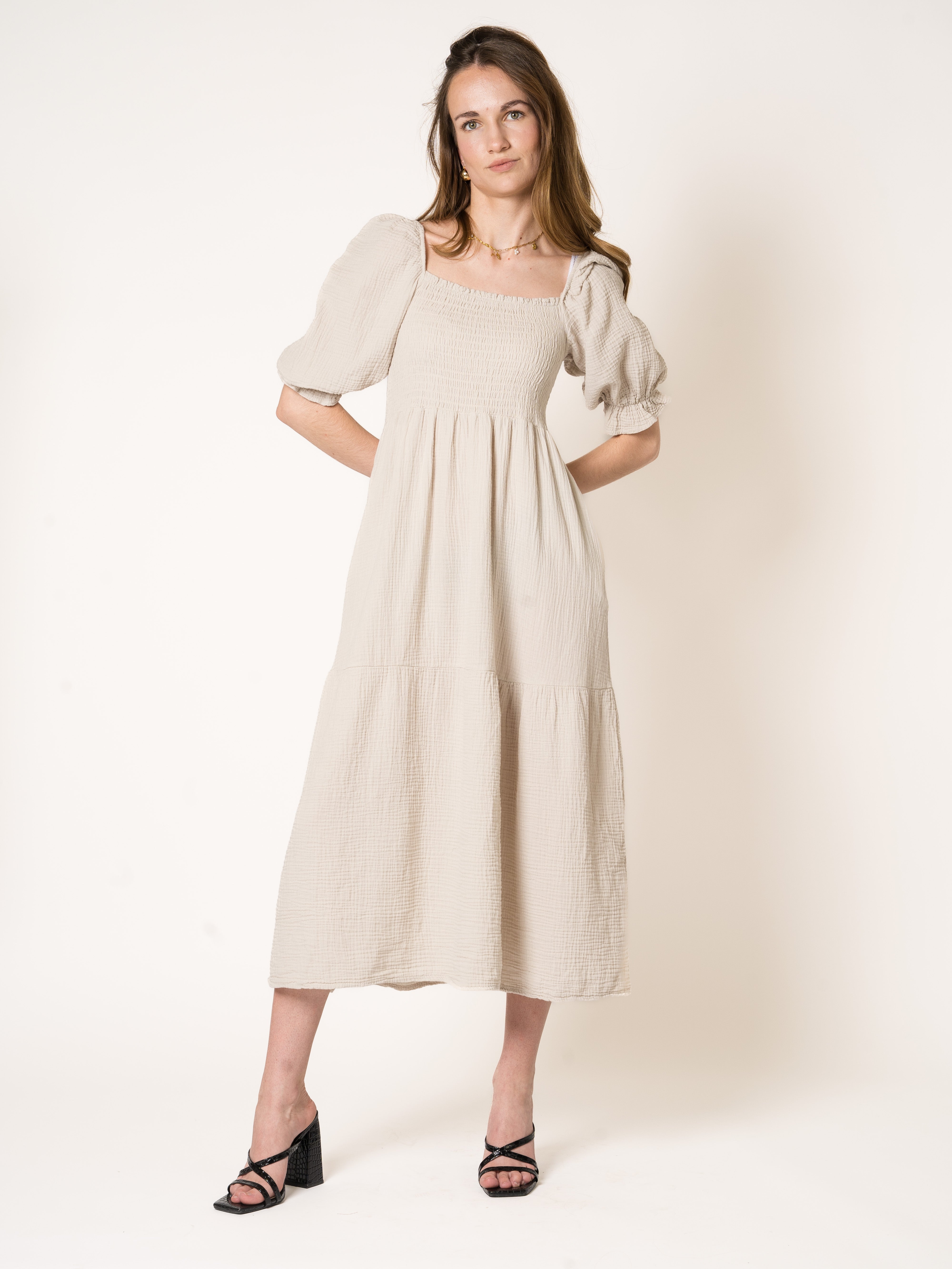 Honey | Texturiertes gestuftes Midikleid