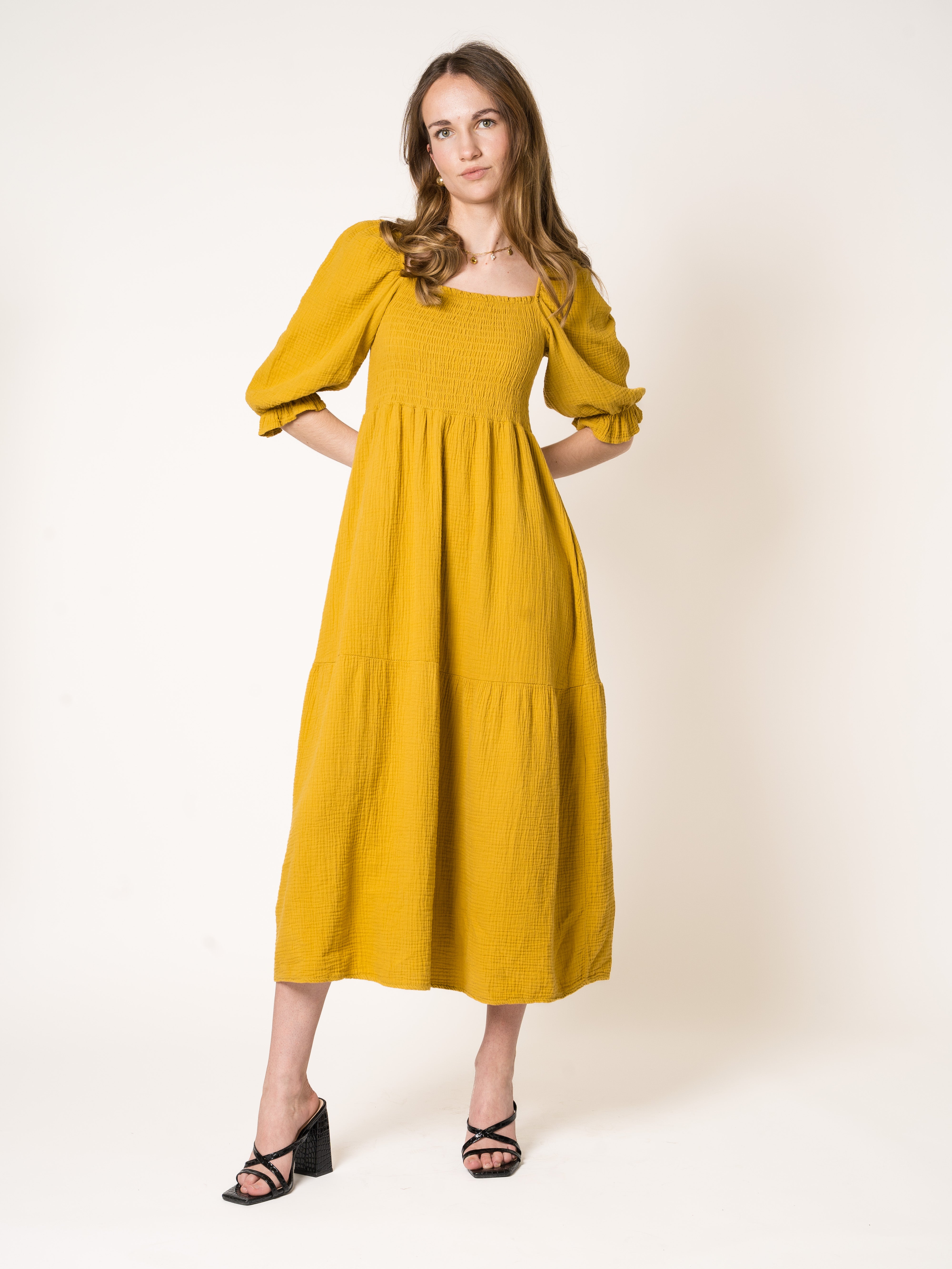 Honey | Texturiertes gestuftes Midikleid