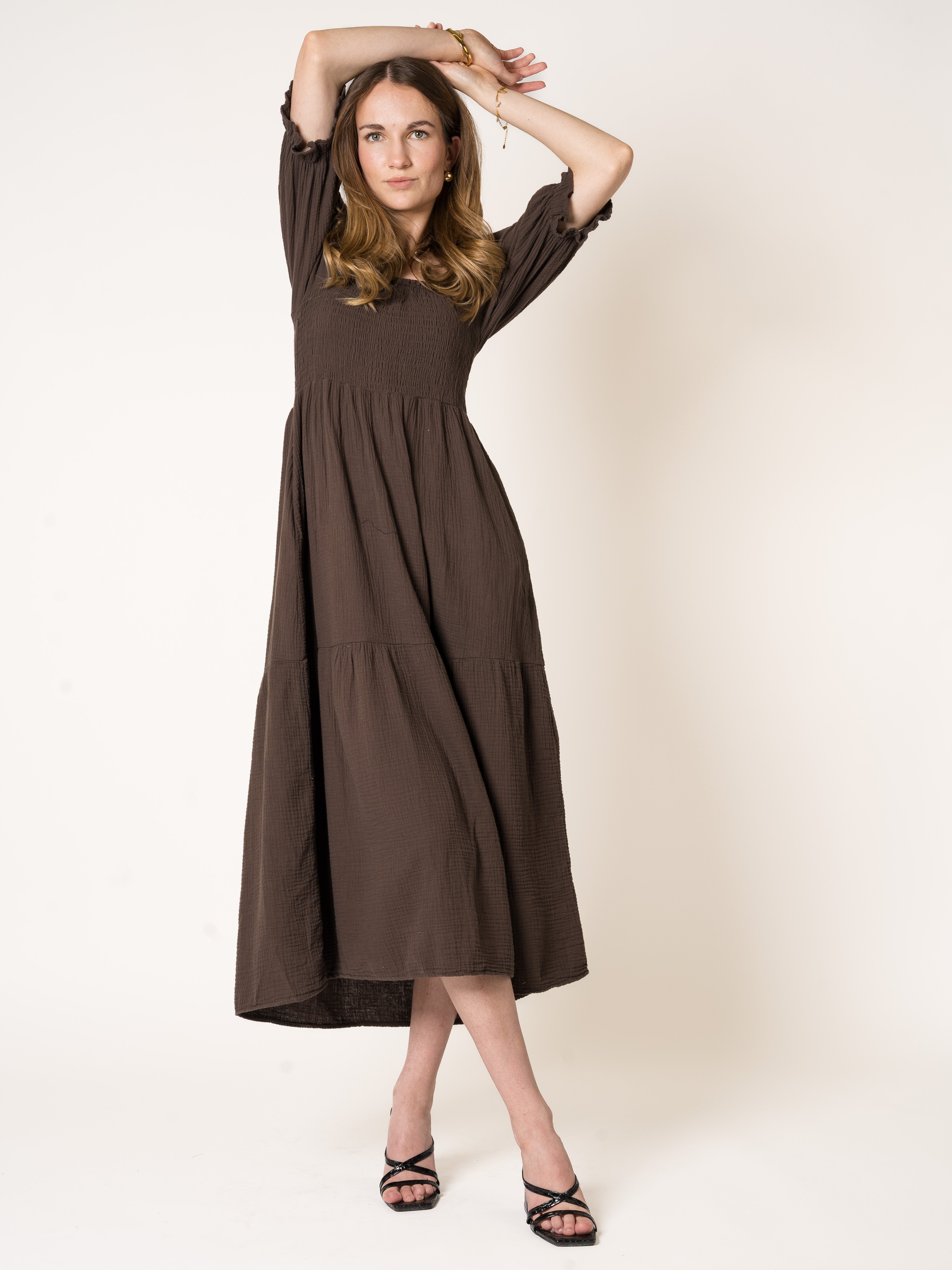 Honey | Texturiertes gestuftes Midikleid