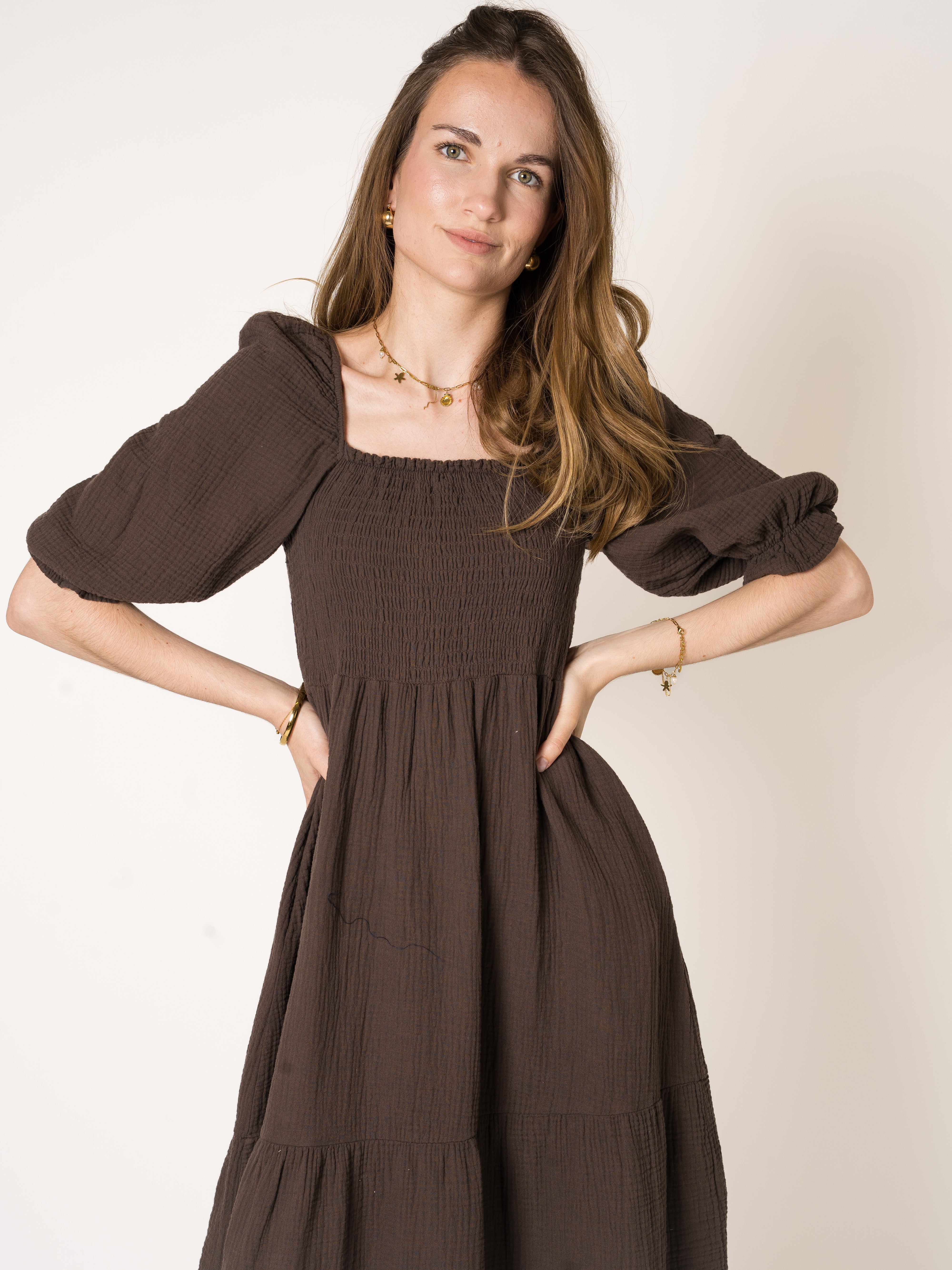 Honey | Texturiertes gestuftes Midikleid