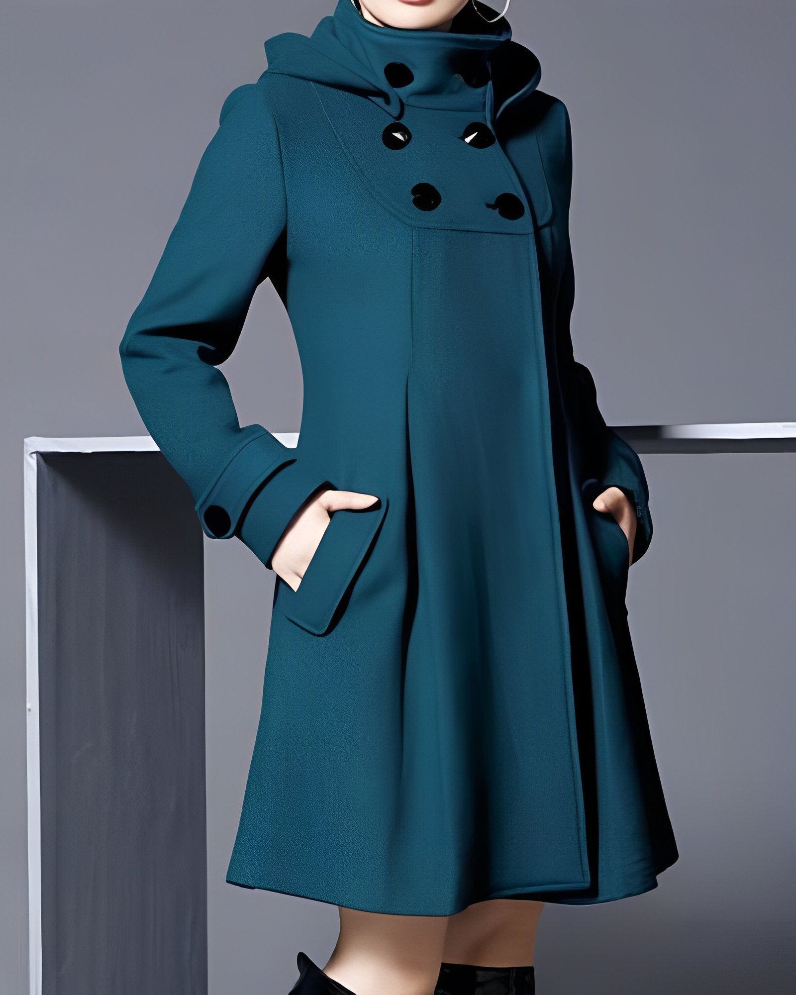 Amelia™ | Klassischer Wollmantel - Grün / S