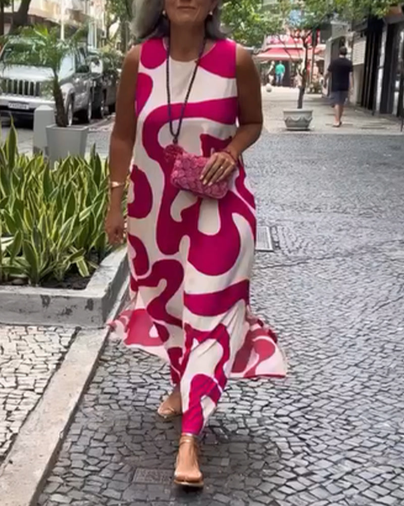 Bertha | Stylisches ärmelloses Kleid mit geometrischem Druck