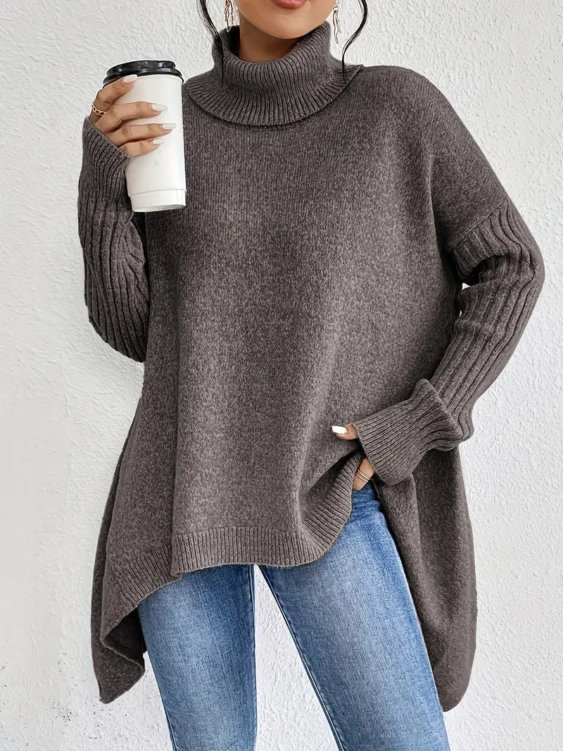 Briella | Eleganter Damenpullover, lang & kuschelig mit Rollkragen