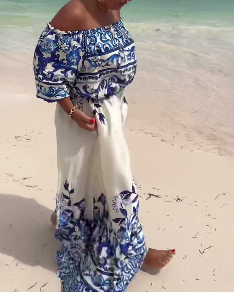 Emilia™ | Luftiges Off-Shoulder-Kleid mit sommerlichem Print