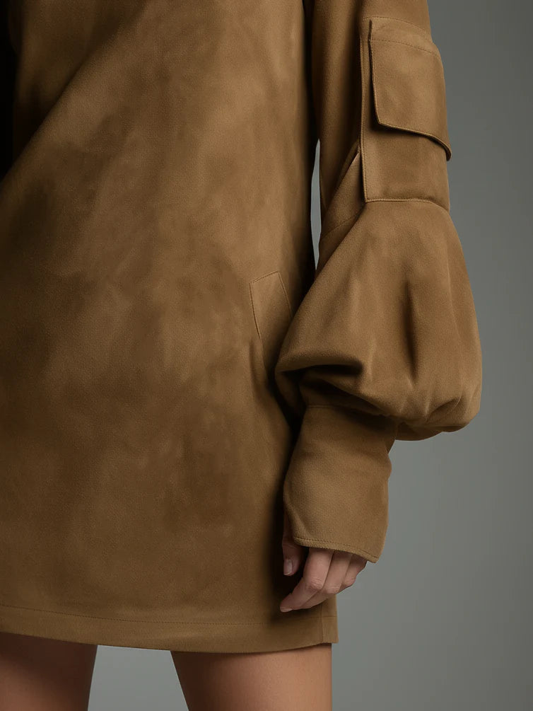 Hila | Vintage Wildleder-Minikleid mit Rollkragen