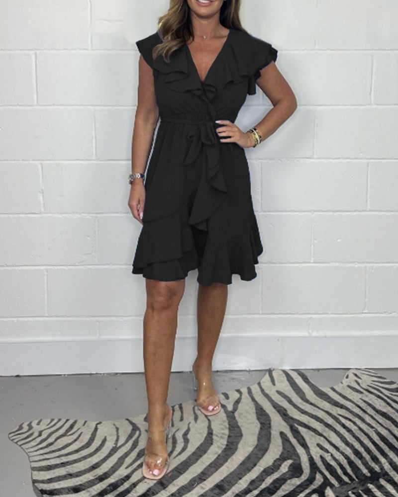Bhea | Schickes Sommerkleid mit V-Ausschnitt und Volantdetails