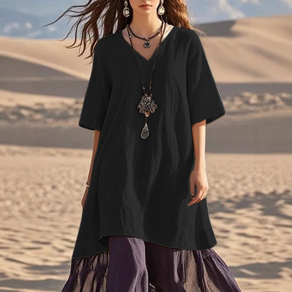 Yasmine | elegantes lässiges Kleid mit V-Ausschnitt