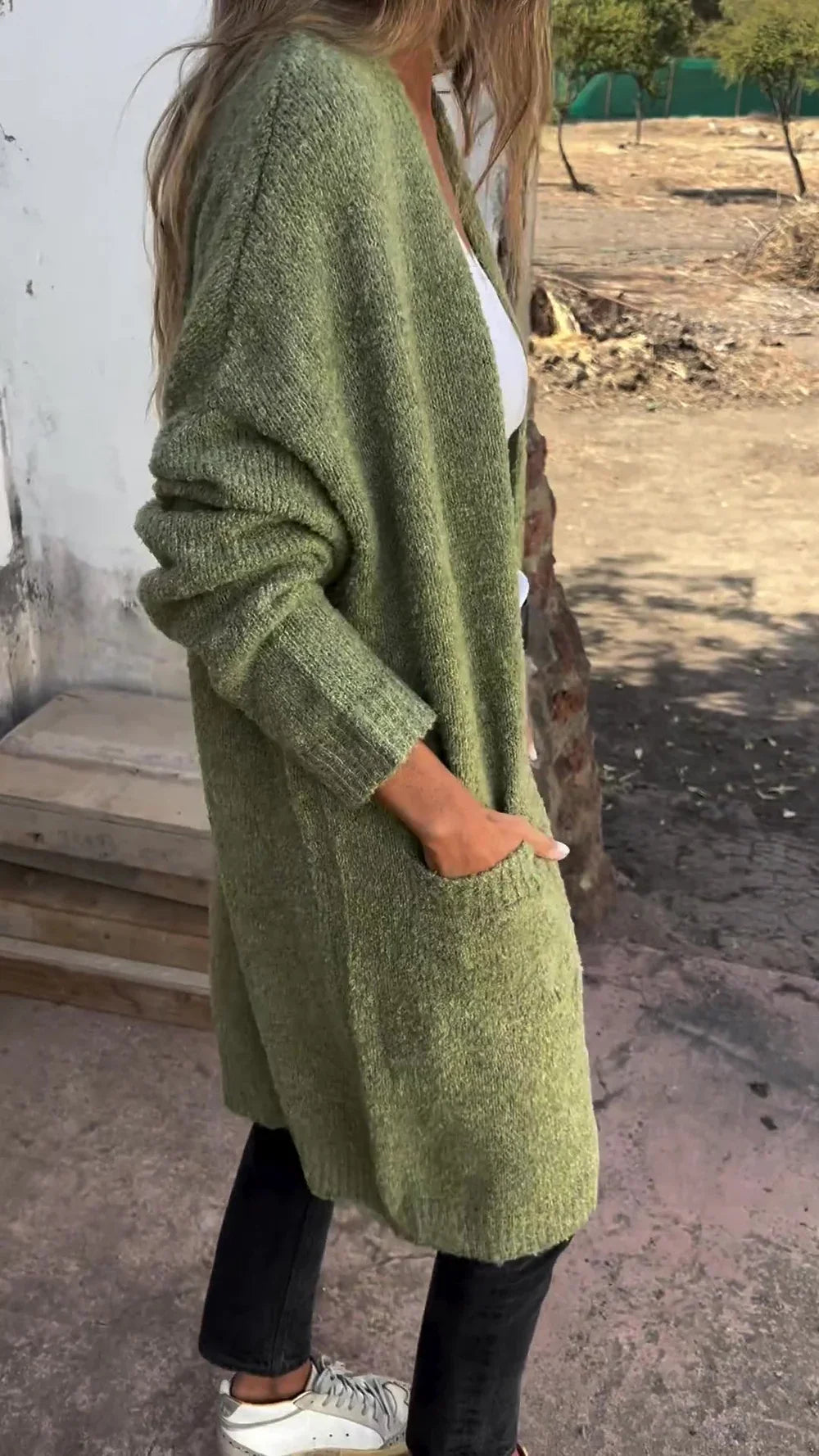 Helena™ | Kuscheliger Strickmantel - Kläder och Accessoarer - Grün / S