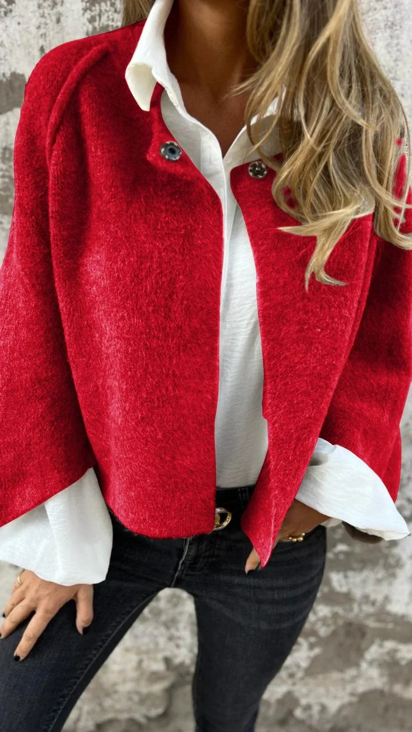 Marie | Eleganter Mantel - Rot / S