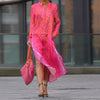Kia | Langarmkleid mit Schlitz und Leo-Print