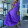 Irma | Stilvolles Einschultriges Maxikleid mit plissiertem Saum