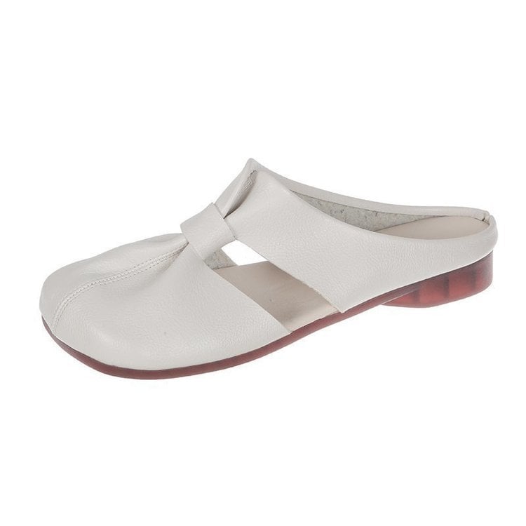 Kary | Flache Damen Pantoletten mit Schleife und Knoten