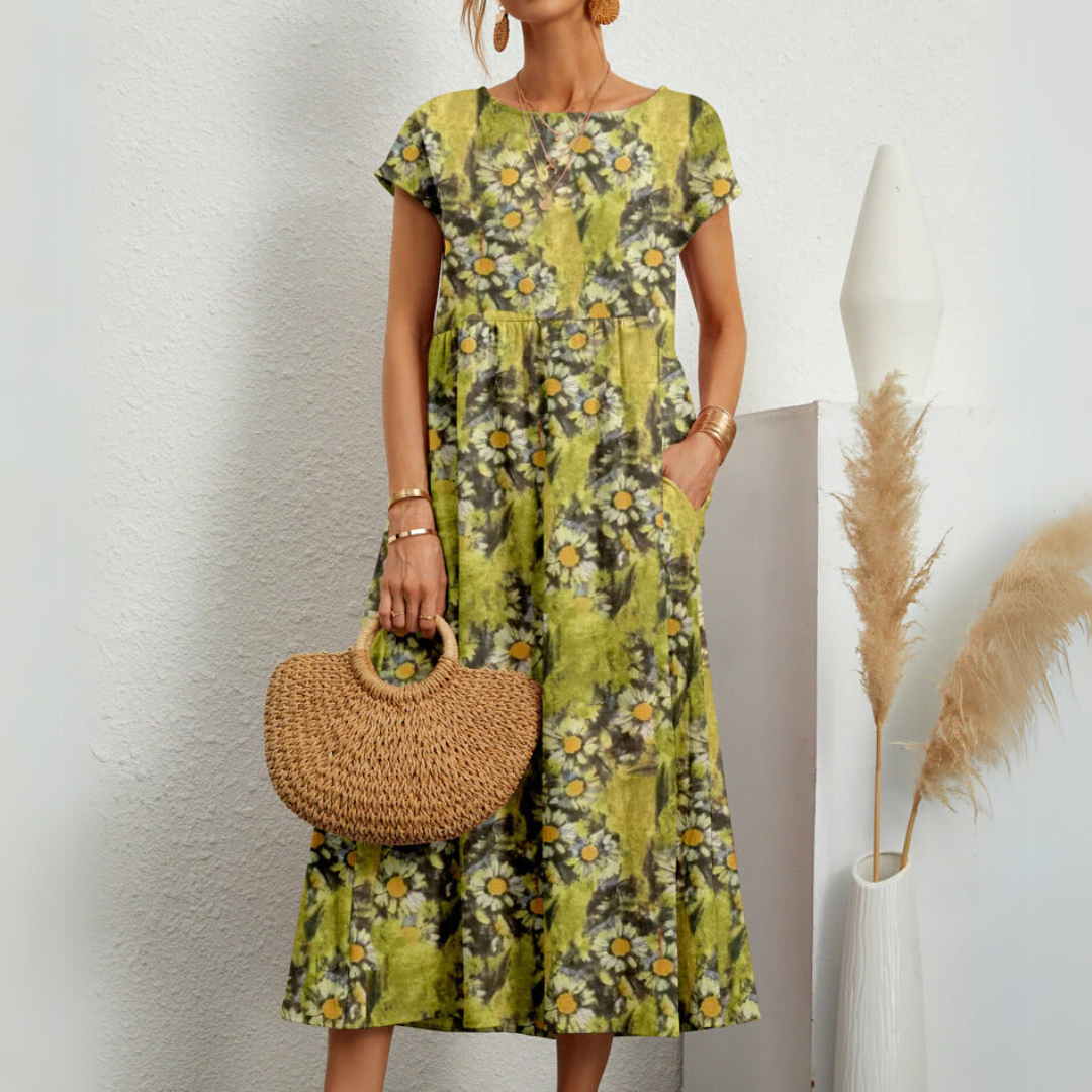 Esti | Florales Midikleid im böhmischen Stil