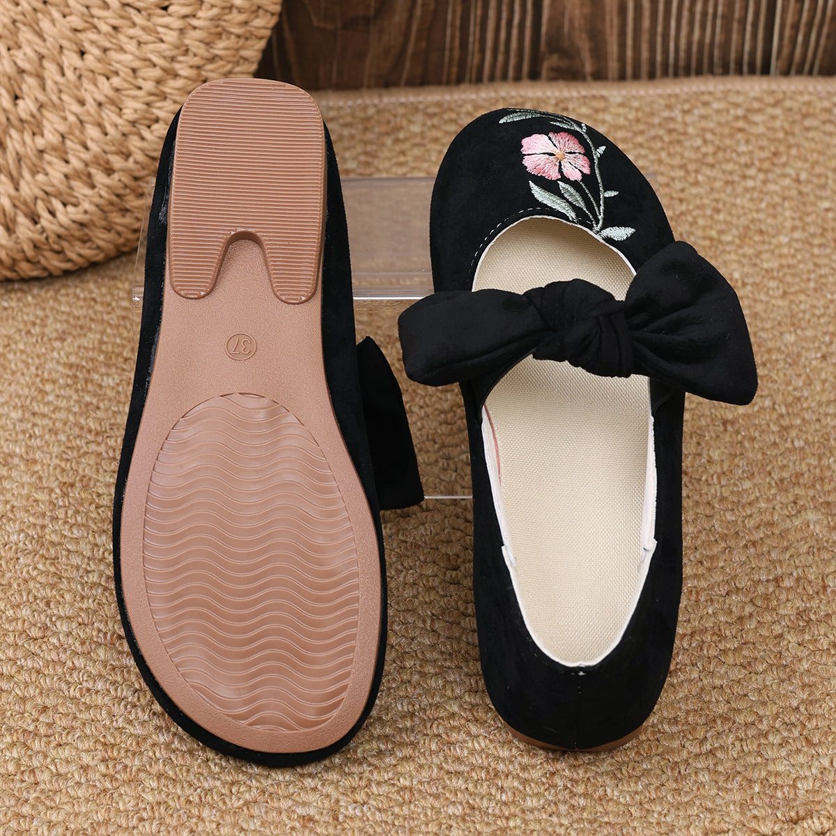 Nataly | modische flache Schuhe mit Schleifenakzent