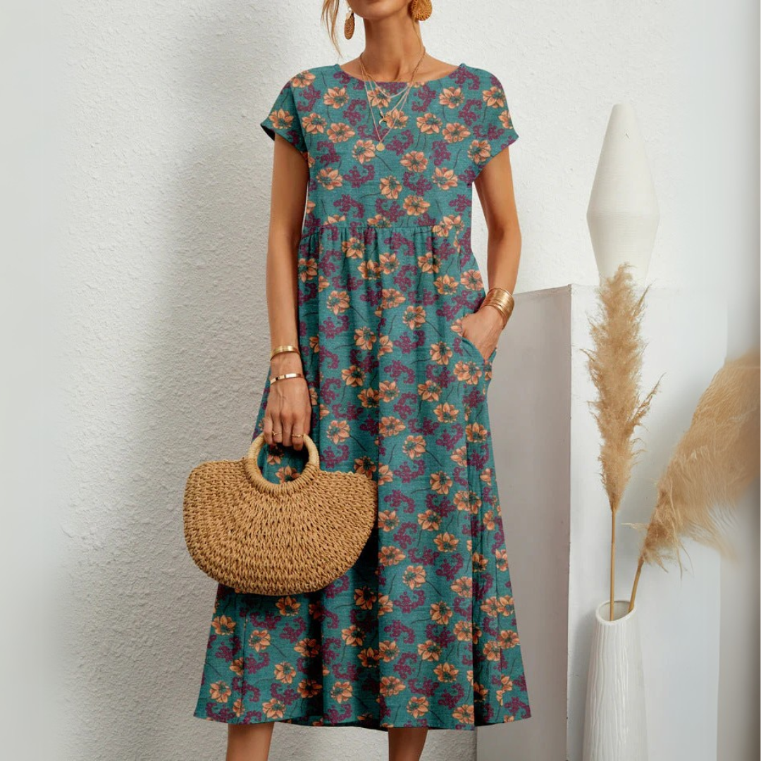 Esti | Florales Midikleid im böhmischen Stil
