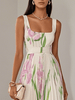 Wilma | Plissiertes Maxikleid mit Blumenmuster