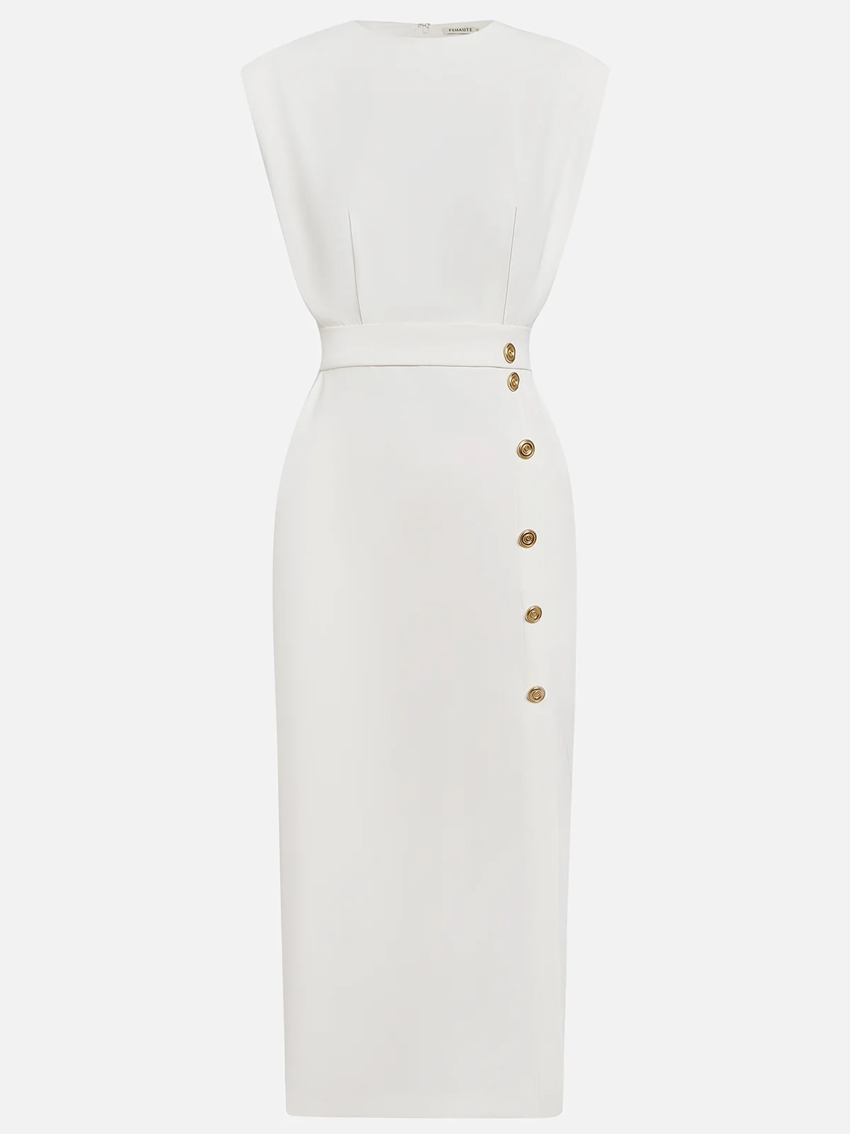 Nice | Einfarbiges Midikleid mit Knopfleiste