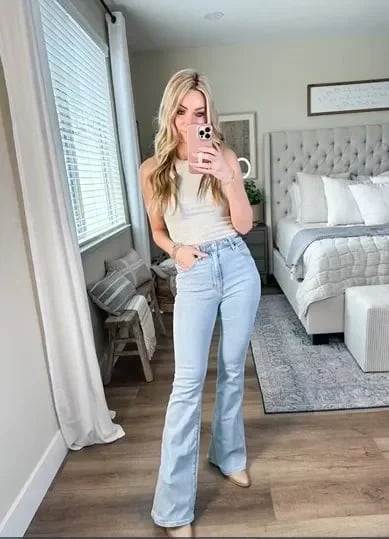 Cienna | Stretch-Jeans mit hoher Taille und weitem Bein