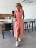 Isbel | Ärmelloses Kleid mit Bindegürtel aus Denim