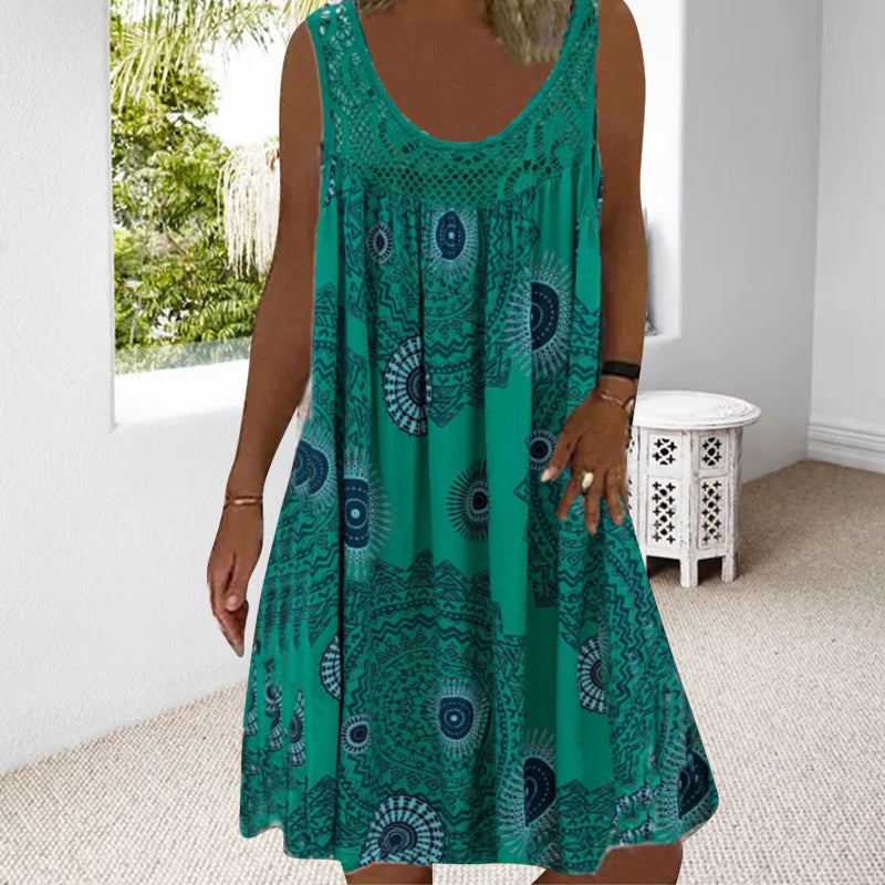 Grant | Ärmelloses Midi-Jochkleid mit Prints