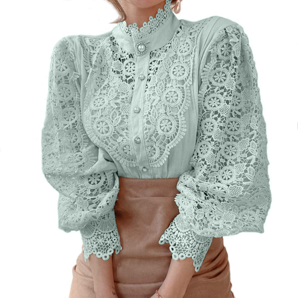 Cleah | Schickes langärmeliges Hemd im Retro-Stil mit Spitzen-Details