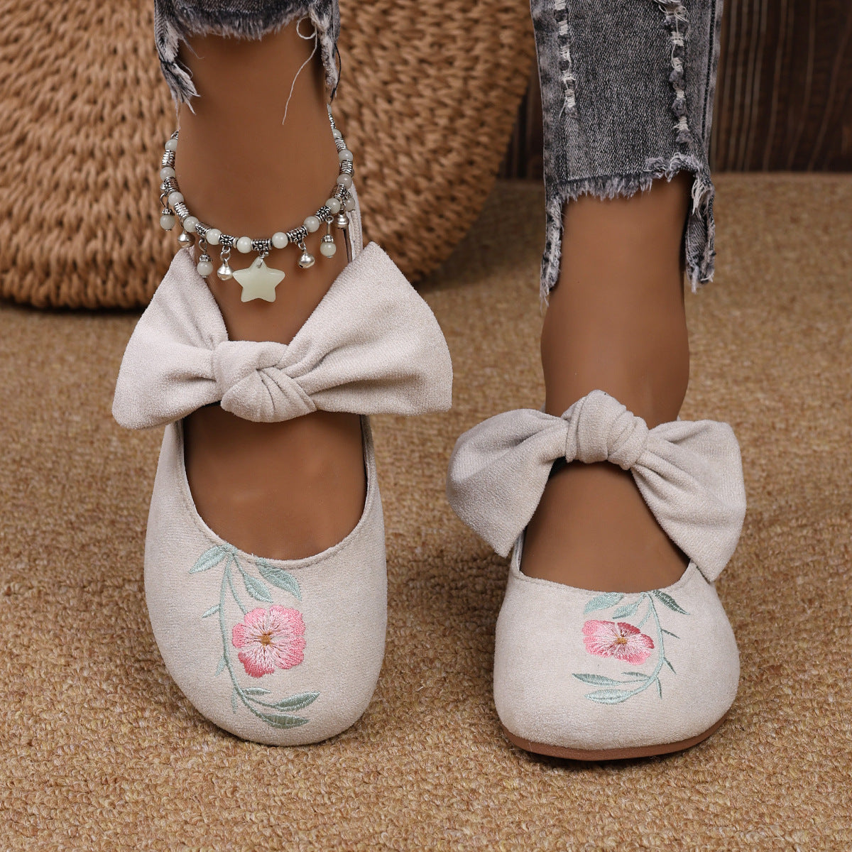Nataly | modische flache Schuhe mit Schleifenakzent